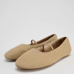 Zara Beige Textured Flats